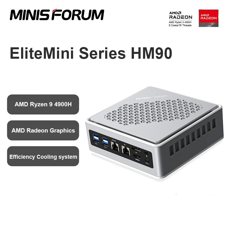 Minisforum-Elitemini HM90 ̴ PC AMD Ryzen 9 4900H ũž ǻ, RJ45 Ʈ 2 , DDR4 32GB 512GB SSD WIFI6 HDMI ̴ PC ̸